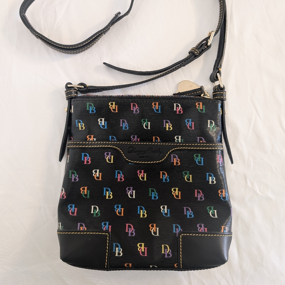 Dooney and Bourke Crossbody bag Black with multicolor DB and rainbow zipper